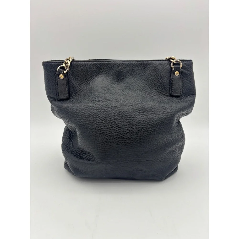 MICHAEL KORS Black Leather Bag Handbag Pebbled Leather Chain Shoulder Medium